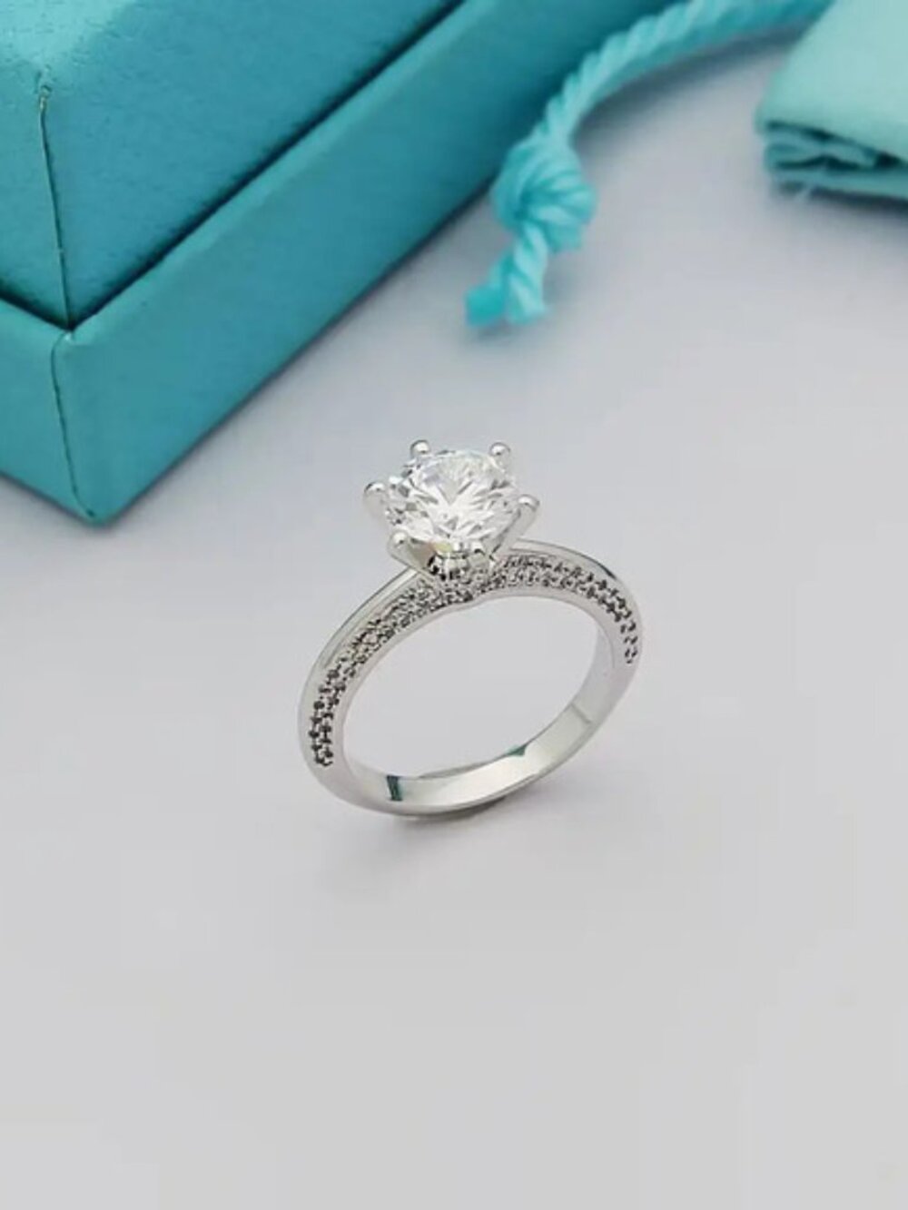 Tiffany & Co. Silver Round Diamond Ring